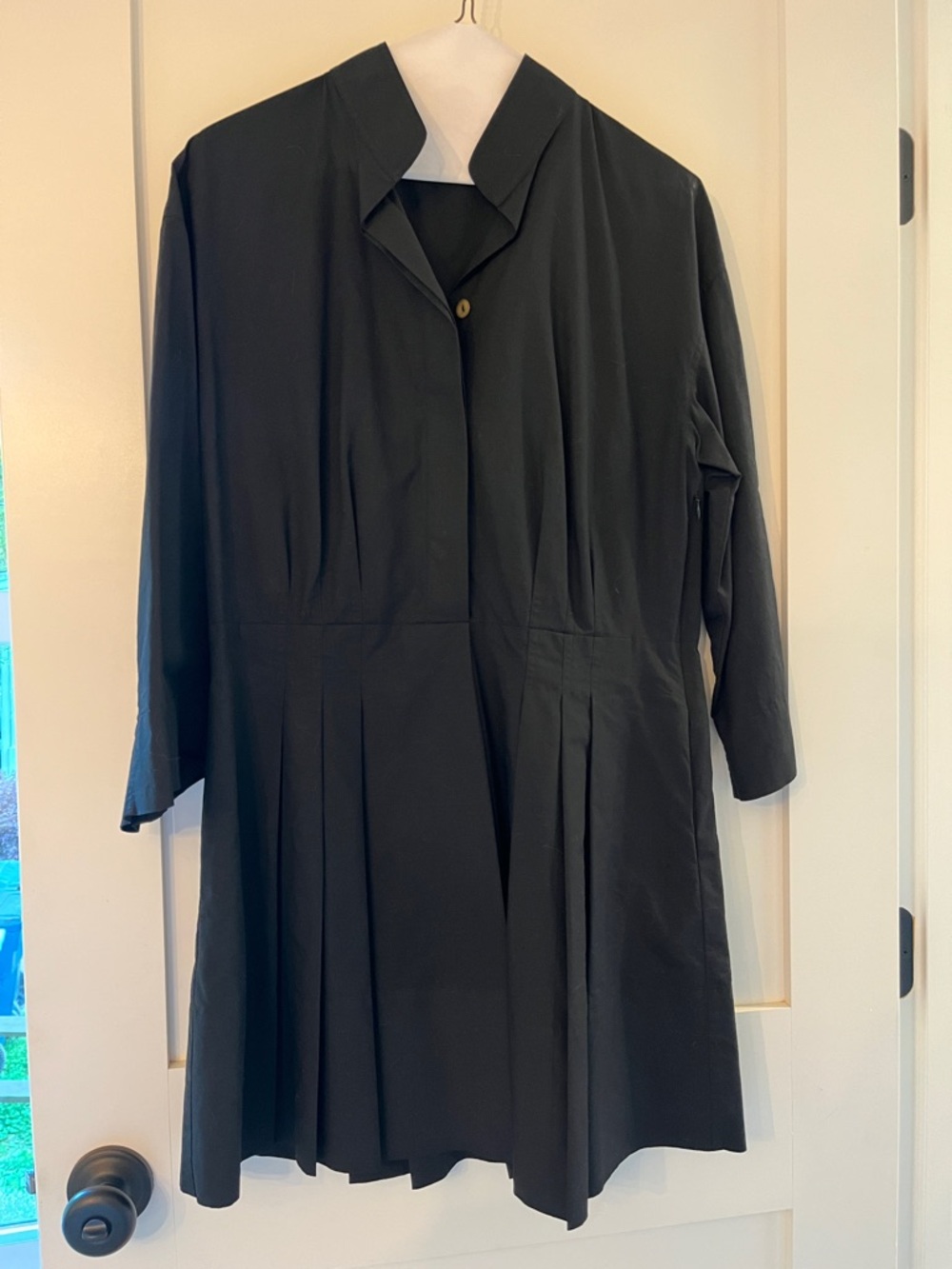 Vince Black Long Sleeve Pleated Shirt Dress
